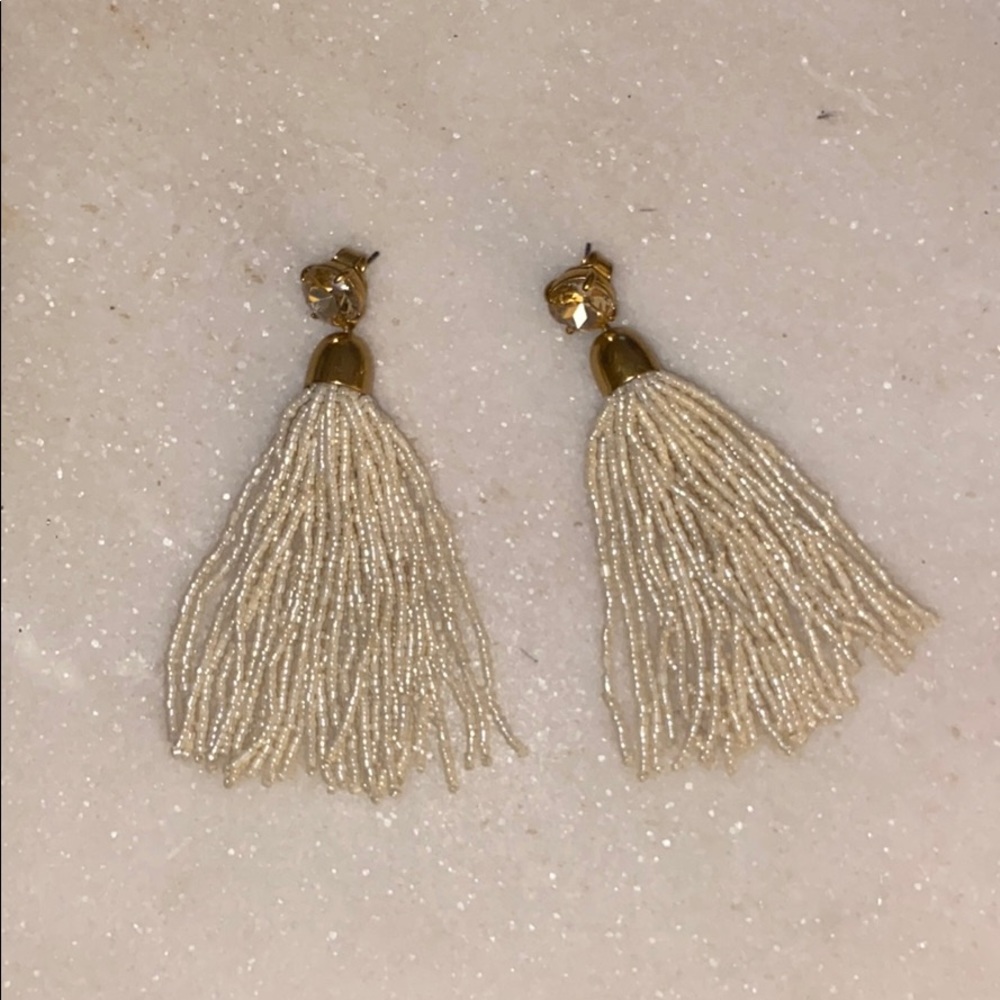 J. Crew white tassel earrings
